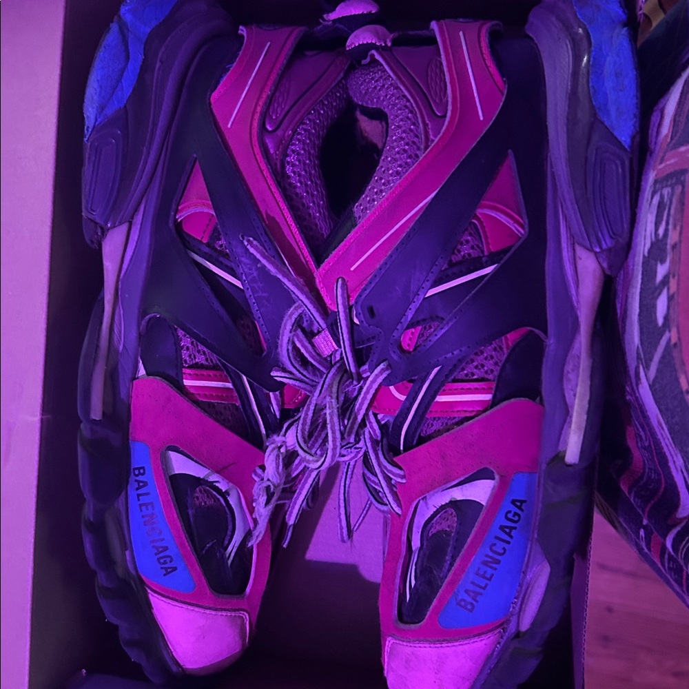 Balenciaga Vibrant Pink and Black Athletic Shoes